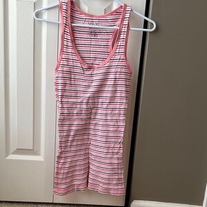 Ribbed Striped Pink, White & Purple Tank Top